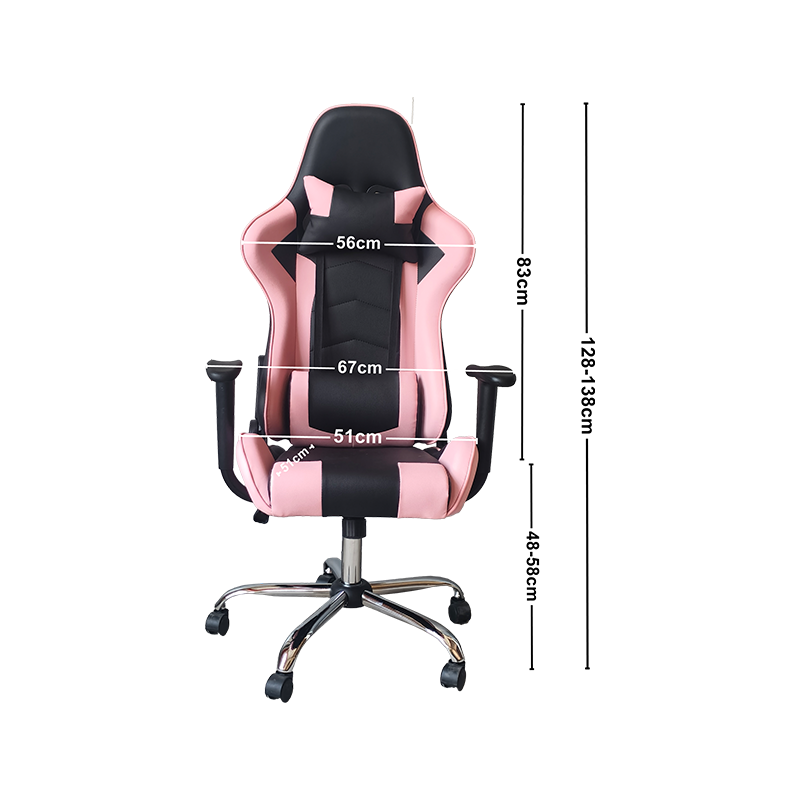 Čierno-ružový dizajn prešívania Vysokokvalitný materiál Regular Gaming Chair